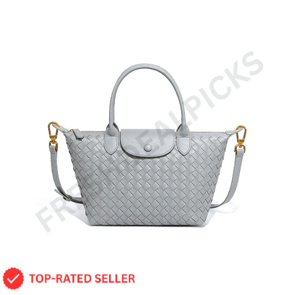Braided Leather Tote Elegant Casual Top Handle Crossbody Bag Large Capacity